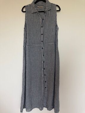 EUC FLAX Sleeveless Black & White Gingham Button-Front Dress - M